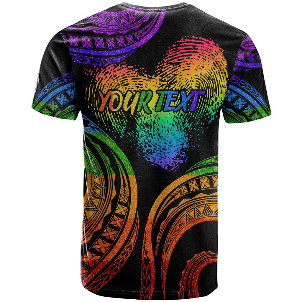Personalised Its In My DNA Valentine Day T Shirt Fingerprint Heart with Color Pride Flag LT9 - Polynesian Pride