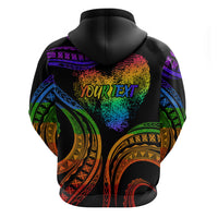 Personalised Its In My DNA Valentine Day Zip Hoodie Fingerprint Heart with Color Pride Flag LT9 - Polynesian Pride