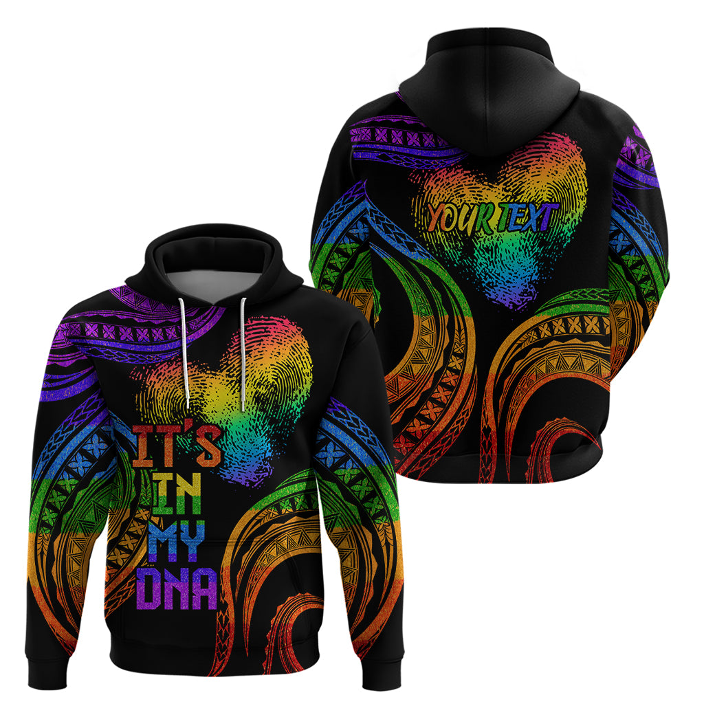 Personalised Its In My DNA Valentine Day Zip Hoodie Fingerprint Heart with Color Pride Flag LT9 - Polynesian Pride