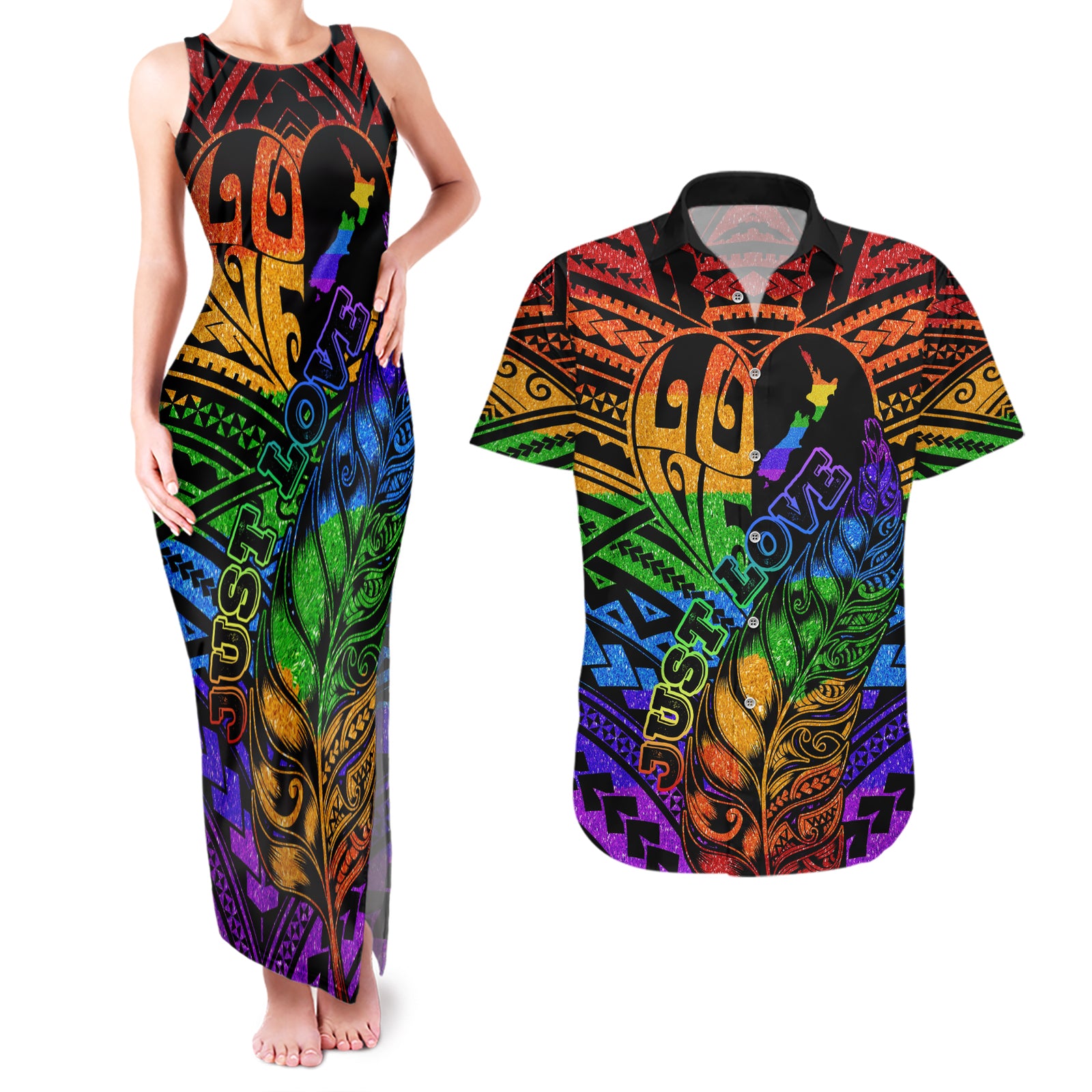 New Zealand LGBT Fern Heart Couples Matching Tank Maxi Dress and Hawaiian Shirt Dont judge What You Dont Understand LT9 - Polynesian Pride