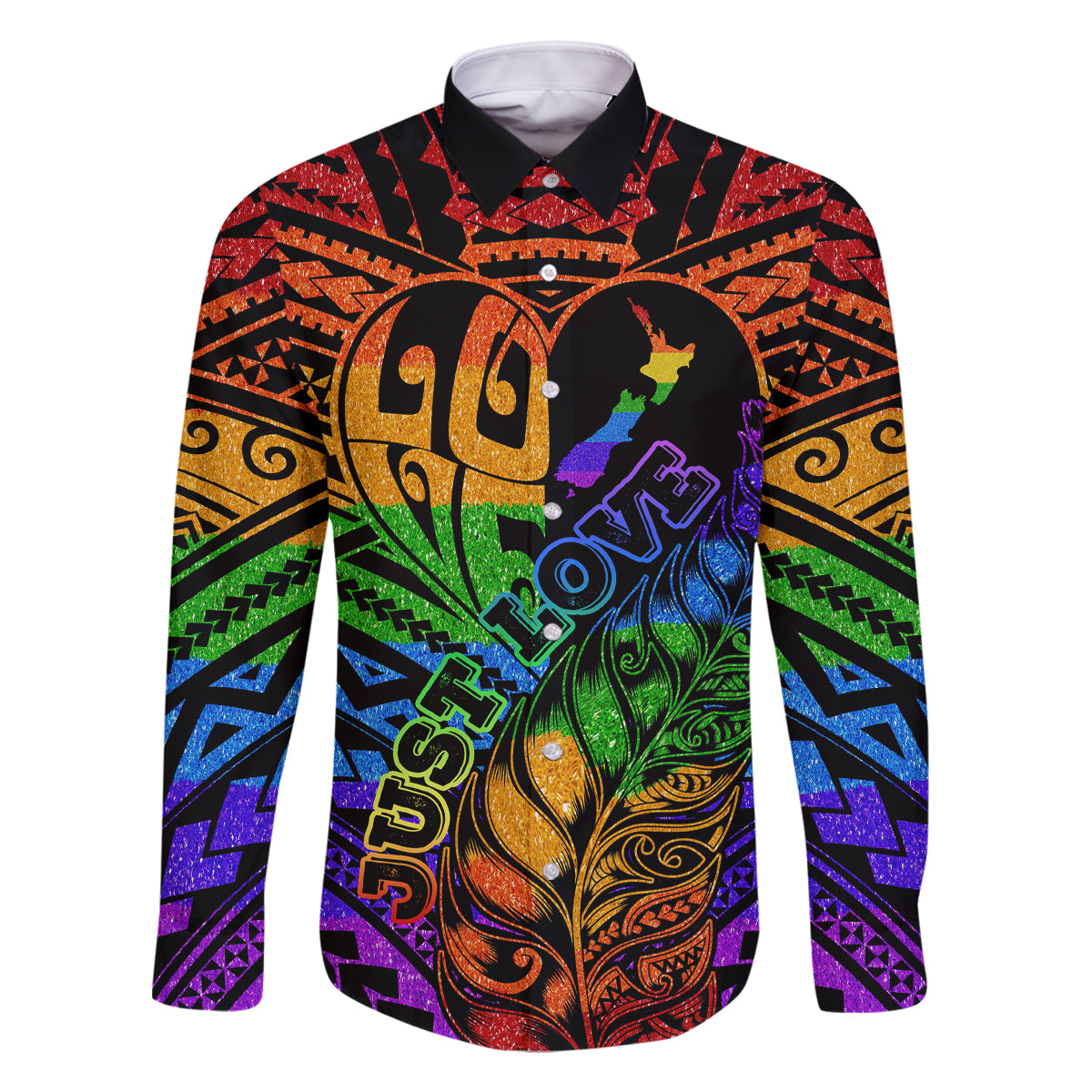 New Zealand LGBT Fern Heart Family Matching Mermaid Dress and Hawaiian Shirt Dont judge What You Dont Understand LT9 Dad's Shirt - Long Sleeve - Polynesian Pride