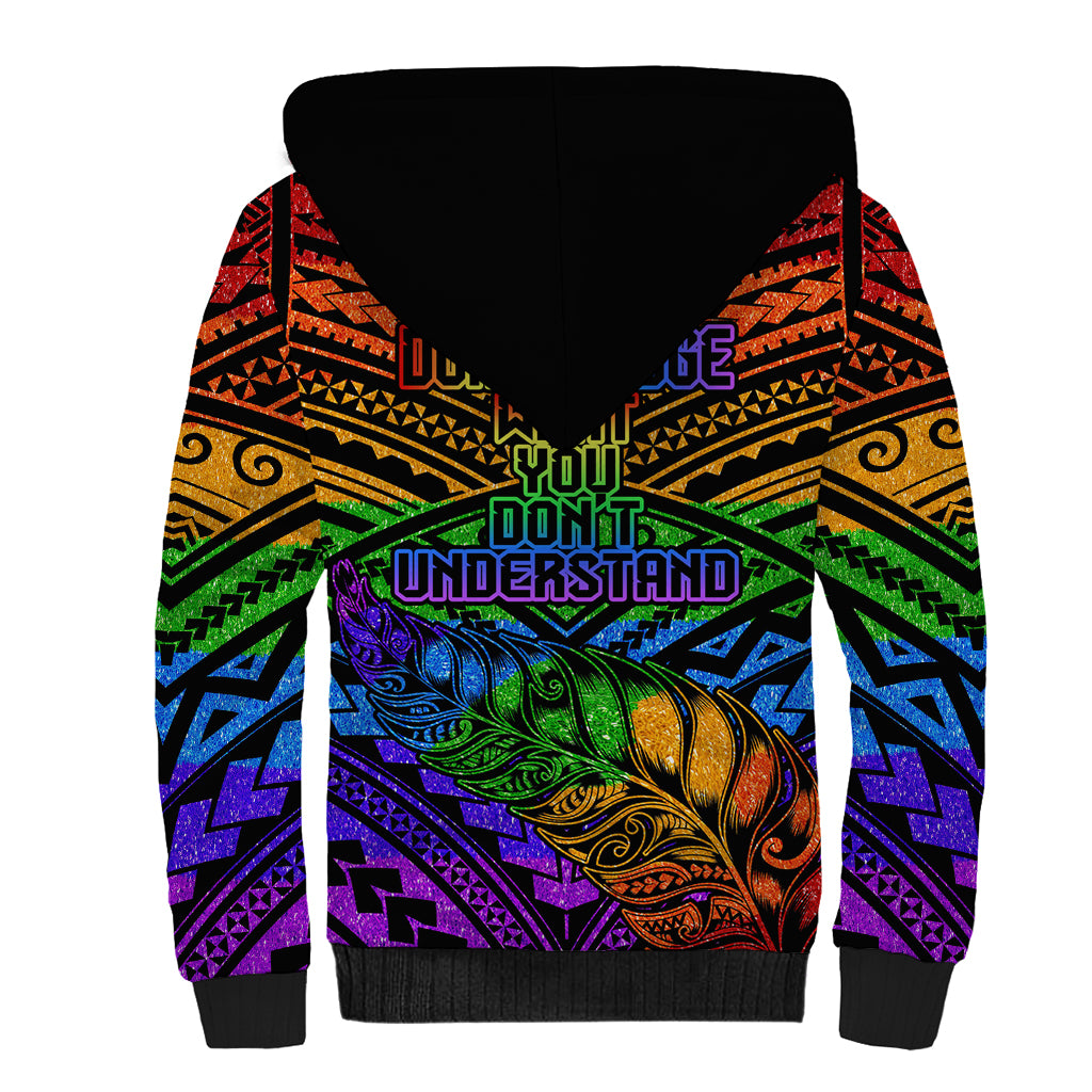 New Zealand LGBT Fern Heart Sherpa Hoodie Dont judge What You Dont Understand LT9 - Polynesian Pride