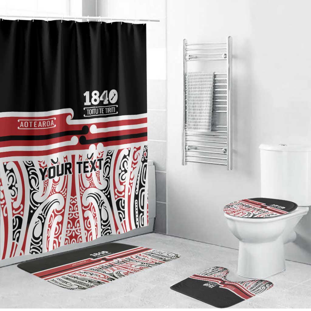 Personalised Toitu Te Tiriti Aotearoa 1840 Bathroom Set Red Kowhaiwhai Puhoro - Polynesian Pride