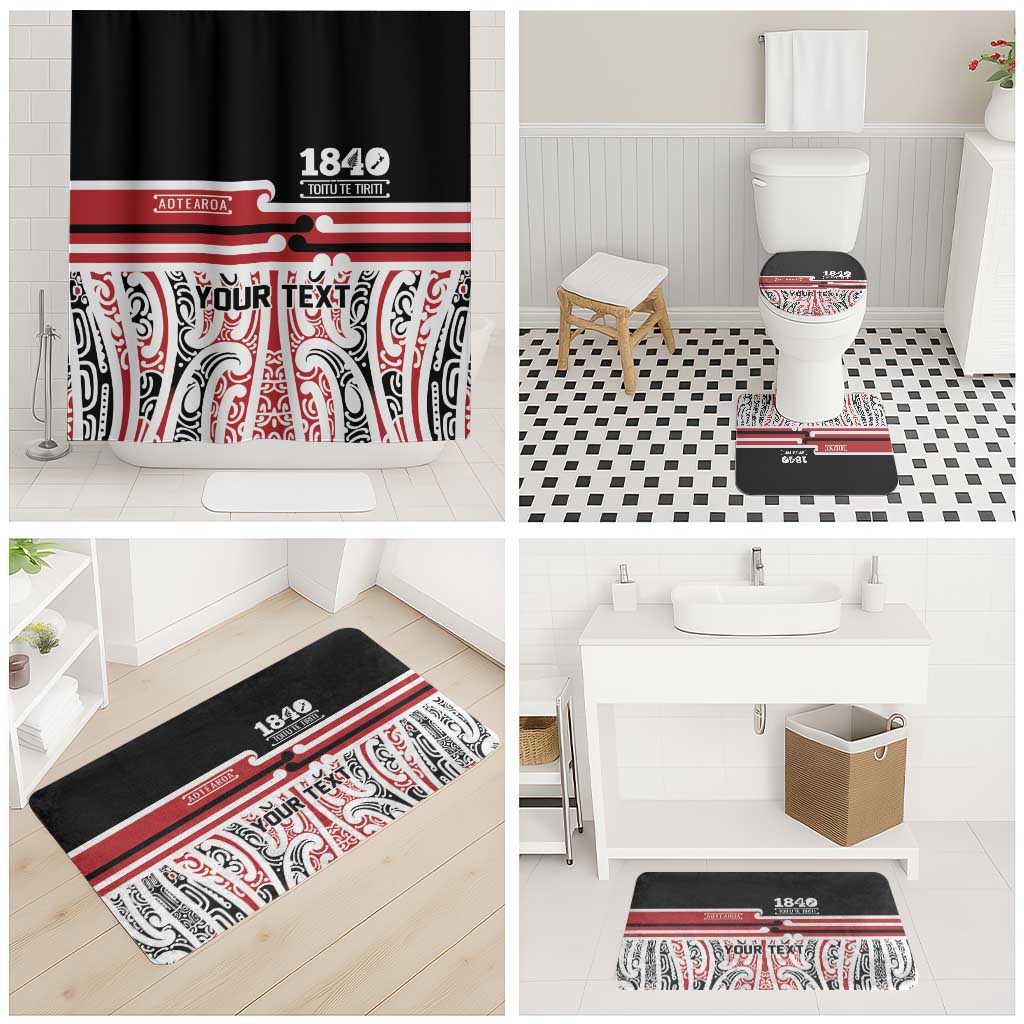 Personalised Toitu Te Tiriti Aotearoa 1840 Bathroom Set Red Kowhaiwhai Puhoro - Polynesian Pride