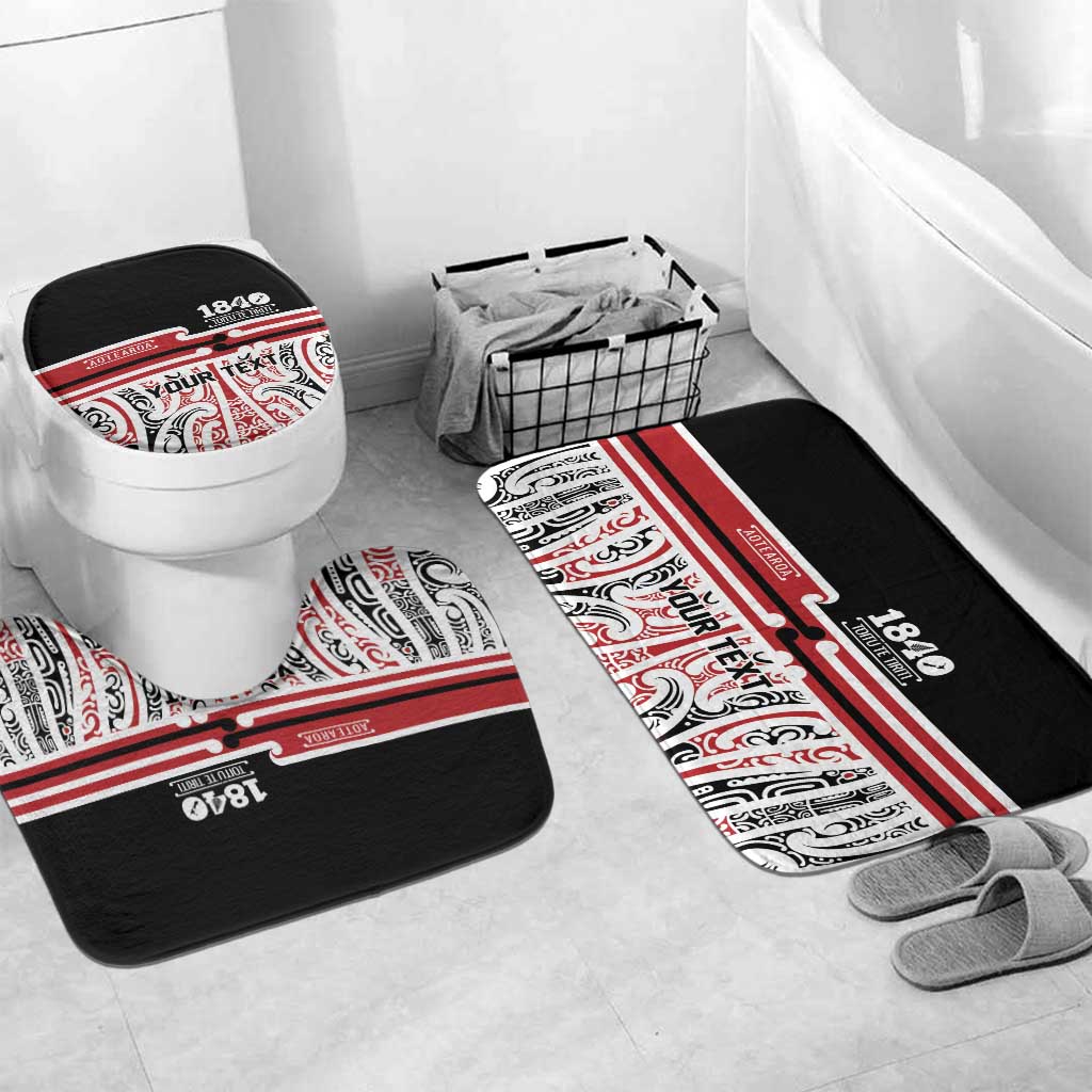 Personalised Toitu Te Tiriti Aotearoa 1840 Bathroom Set Red Kowhaiwhai Puhoro - Polynesian Pride