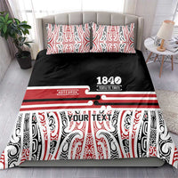 Personalised Toitu Te Tiriti Aotearoa 1840 Bedding Set Red Kowhaiwhai Puhoro - Polynesian Pride
