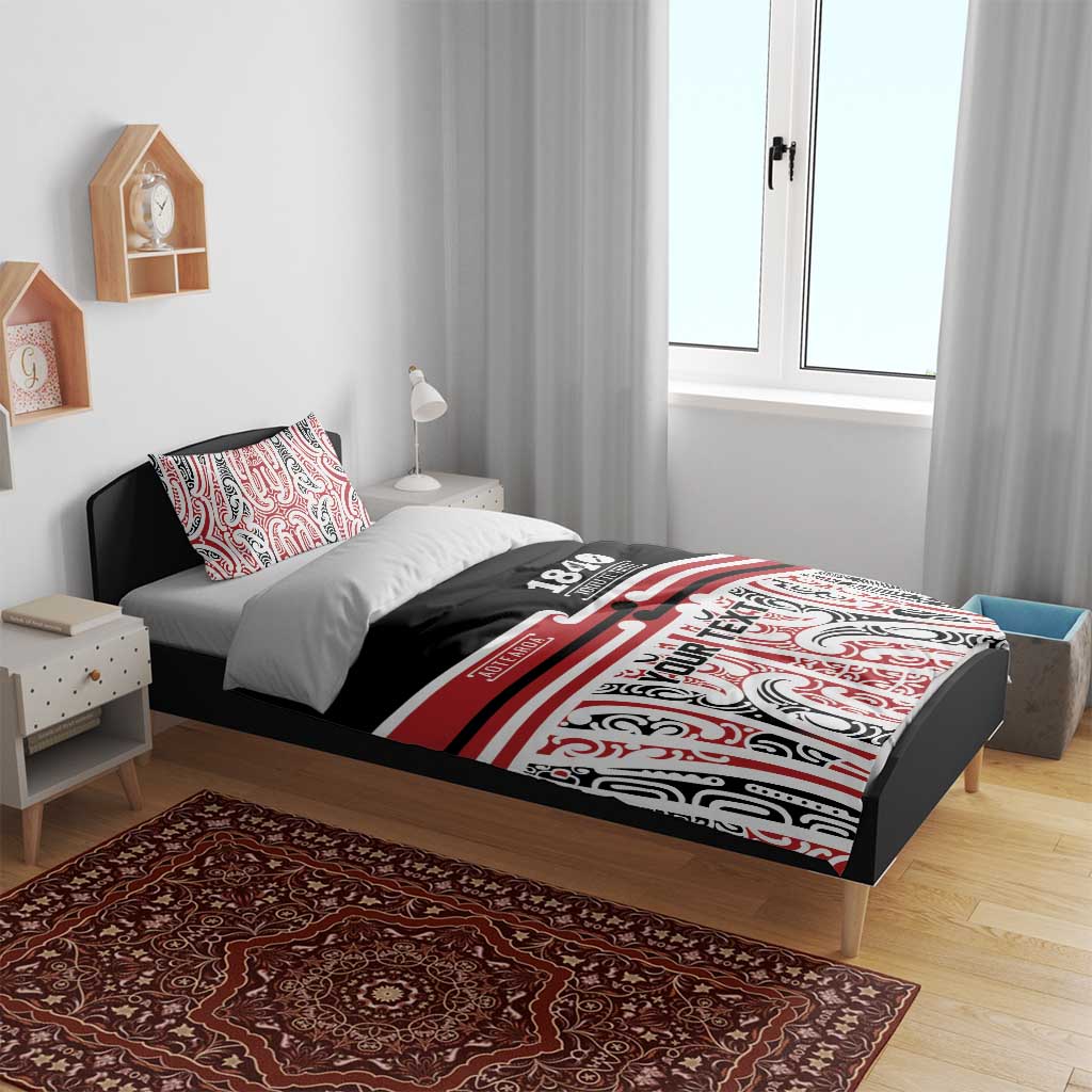 Personalised Toitu Te Tiriti Aotearoa 1840 Bedding Set Red Kowhaiwhai Puhoro - Polynesian Pride