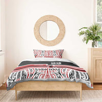 Personalised Toitu Te Tiriti Aotearoa 1840 Bedding Set Red Kowhaiwhai Puhoro - Polynesian Pride