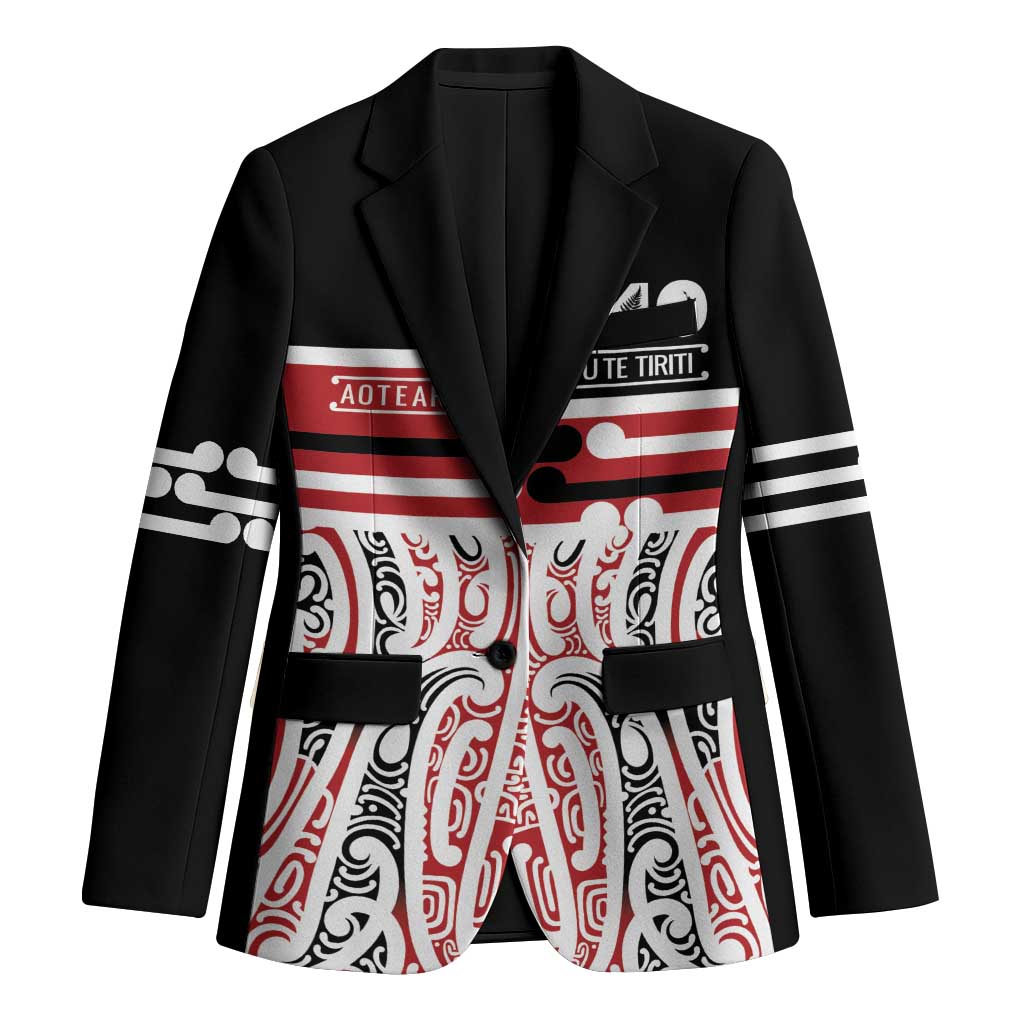 Personalised Toitu Te Tiriti Aotearoa 1840 Blazer Red Kowhaiwhai Puhoro - Polynesian Pride