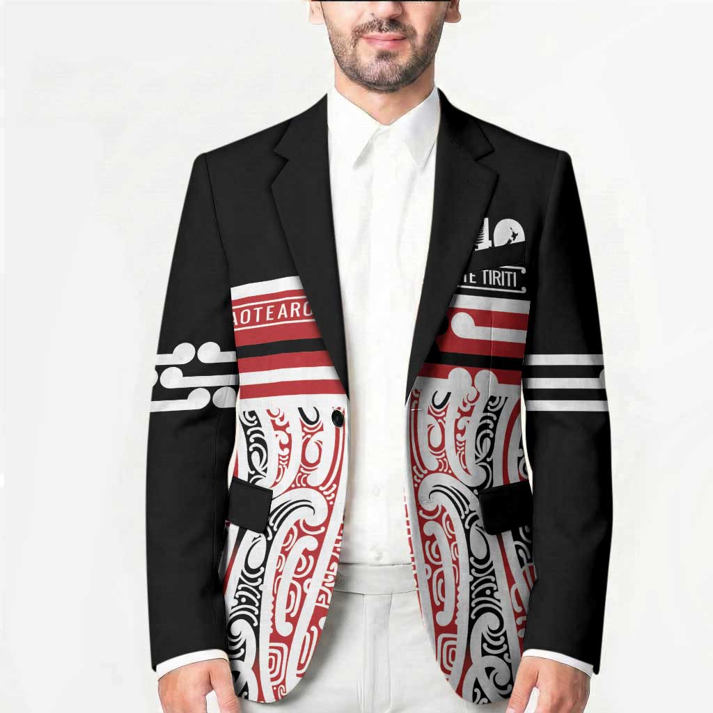 Personalised Toitu Te Tiriti Aotearoa 1840 Blazer Red Kowhaiwhai Puhoro - Polynesian Pride