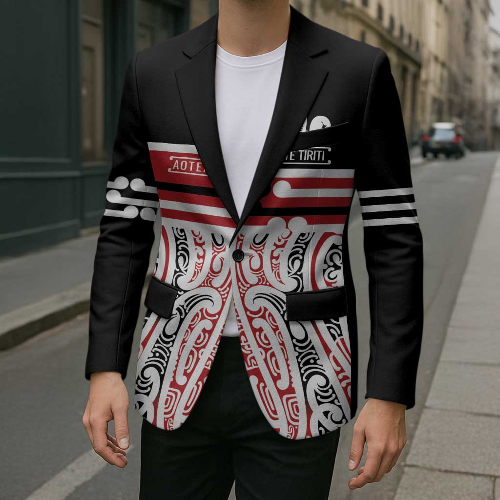 Personalised Toitu Te Tiriti Aotearoa 1840 Blazer Red Kowhaiwhai Puhoro - Polynesian Pride
