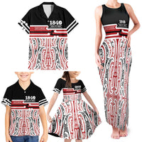 Personalised Toitu Te Tiriti Aotearoa 1840 Family Matching Tank Maxi Dress and Hawaiian Shirt Red Kowhaiwhai Puhoro - Polynesian Pride