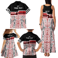 Personalised Toitu Te Tiriti Aotearoa 1840 Family Matching Tank Maxi Dress and Hawaiian Shirt Red Kowhaiwhai Puhoro - Polynesian Pride