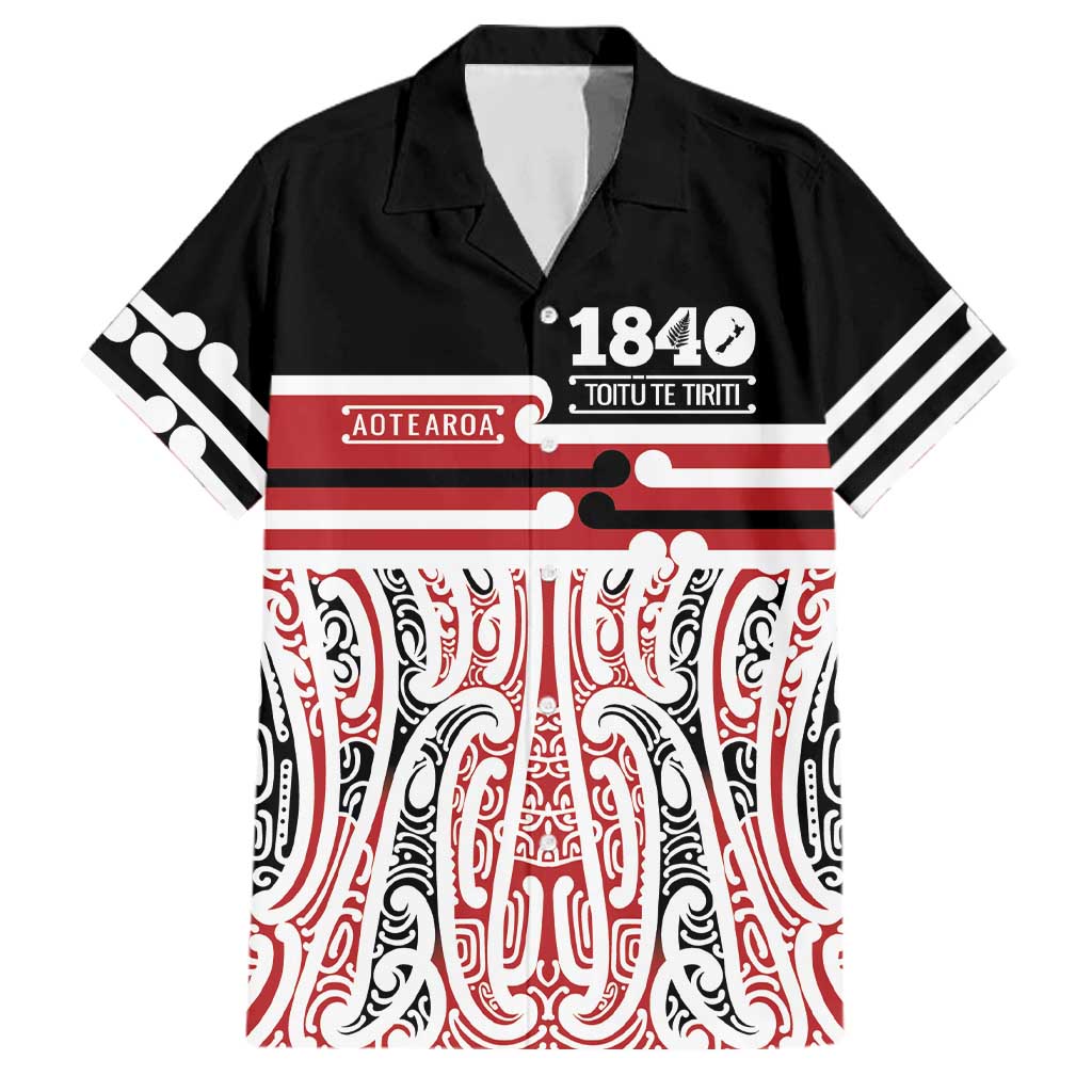 Personalised Toitu Te Tiriti Aotearoa 1840 Family Matching Tank Maxi Dress and Hawaiian Shirt Red Kowhaiwhai Puhoro - Polynesian Pride