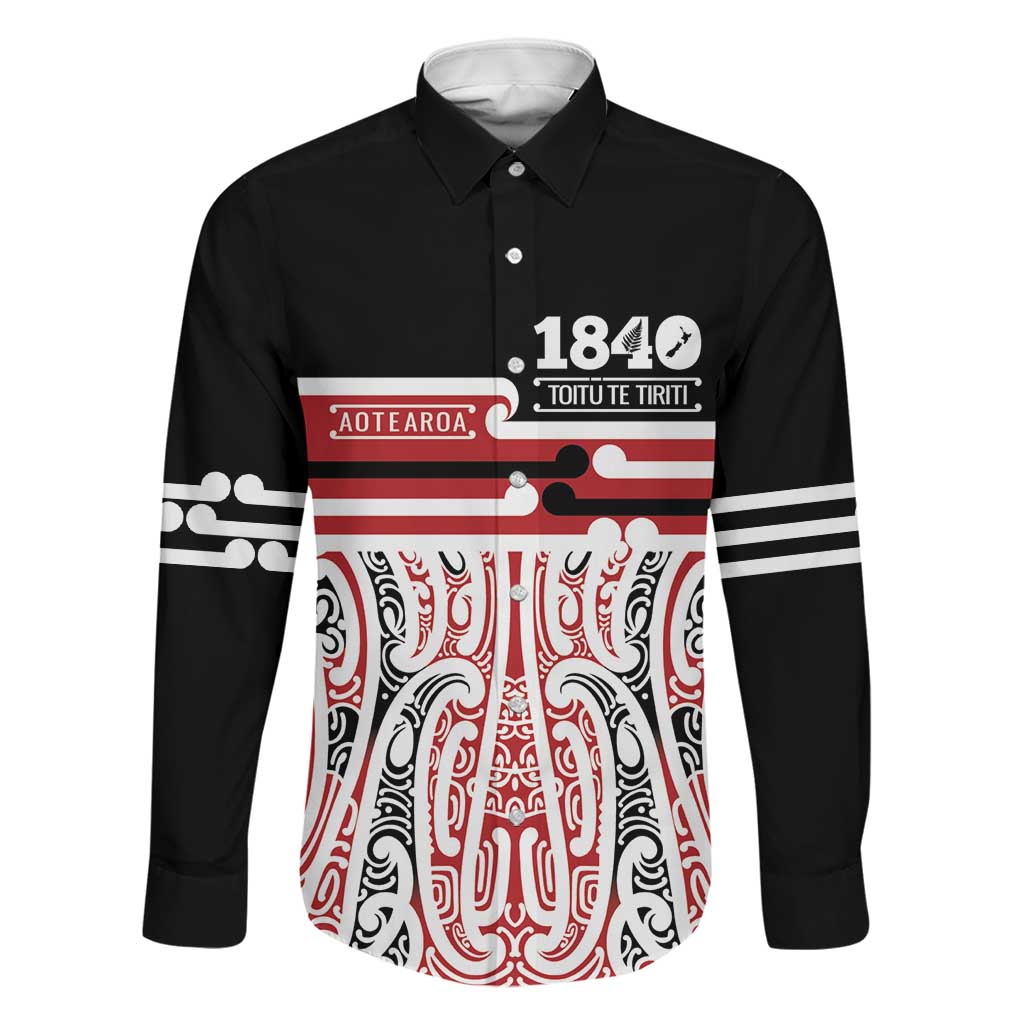 Personalised Toitu Te Tiriti Aotearoa 1840 Family Matching Tank Maxi Dress and Hawaiian Shirt Red Kowhaiwhai Puhoro - Polynesian Pride