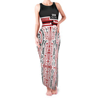 Personalised Toitu Te Tiriti Aotearoa 1840 Family Matching Tank Maxi Dress and Hawaiian Shirt Red Kowhaiwhai Puhoro - Polynesian Pride