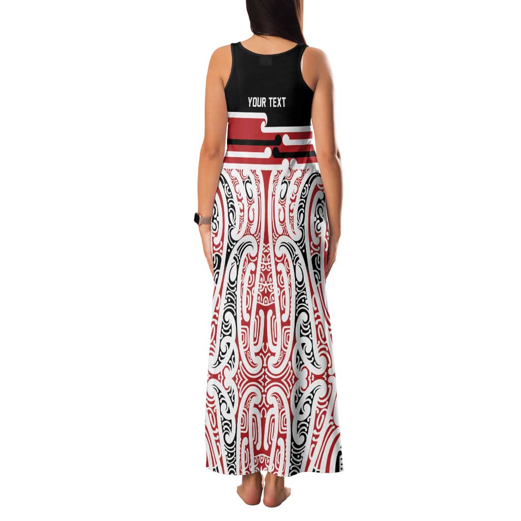 Personalised Toitu Te Tiriti Aotearoa 1840 Family Matching Tank Maxi Dress and Hawaiian Shirt Red Kowhaiwhai Puhoro - Polynesian Pride