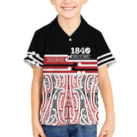 Personalised Toitu Te Tiriti Aotearoa 1840 Family Matching Tank Maxi Dress and Hawaiian Shirt Red Kowhaiwhai Puhoro - Polynesian Pride
