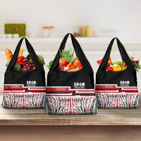 Personalised Toitu Te Tiriti Aotearoa 1840 Grocery Bag Red Kowhaiwhai Puhoro LT9 3-pack One Size Black - Polynesian Pride
