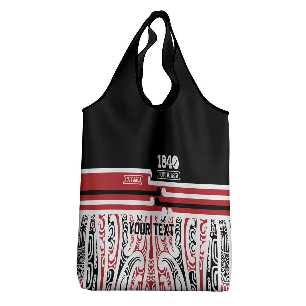 Personalised Toitu Te Tiriti Aotearoa 1840 Grocery Bag Red Kowhaiwhai Puhoro LT9 - Polynesian Pride