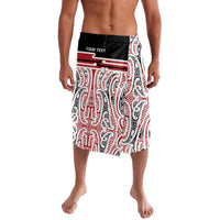 Personalised Toitu Te Tiriti Aotearoa 1840 Lavalava Red Kowhaiwhai Puhoro LT9 Black - Polynesian Pride