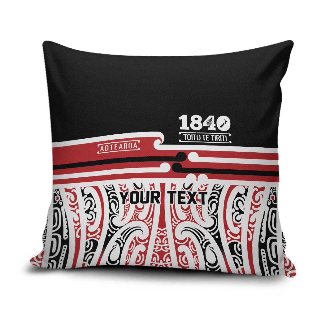 Personalised Toitu Te Tiriti Aotearoa 1840 Pillow Cover Red Kowhaiwhai Puhoro - Polynesian Pride