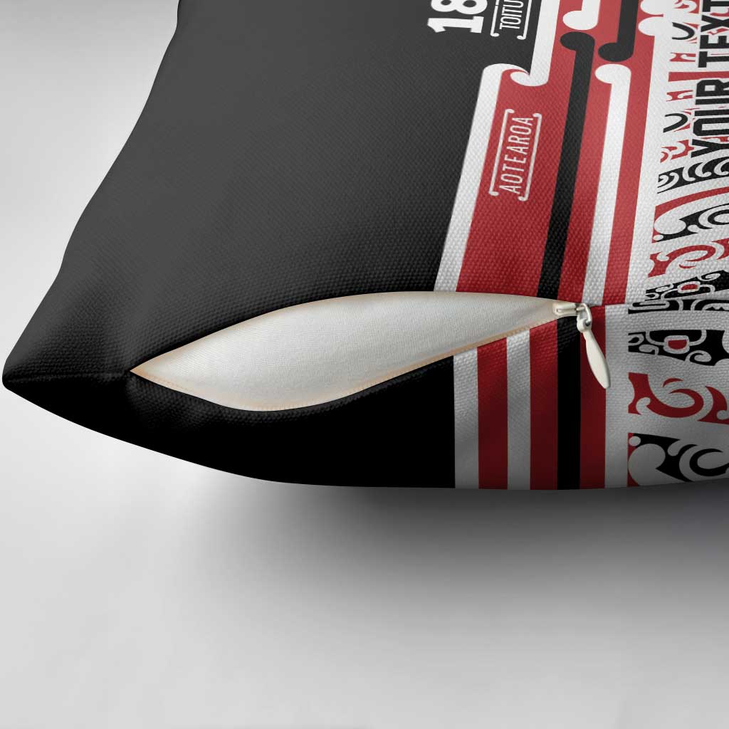 Personalised Toitu Te Tiriti Aotearoa 1840 Pillow Cover Red Kowhaiwhai Puhoro - Polynesian Pride