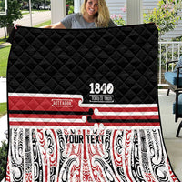 Personalised Toitu Te Tiriti Aotearoa 1840 Quilt Red Kowhaiwhai Puhoro - Polynesian Pride
