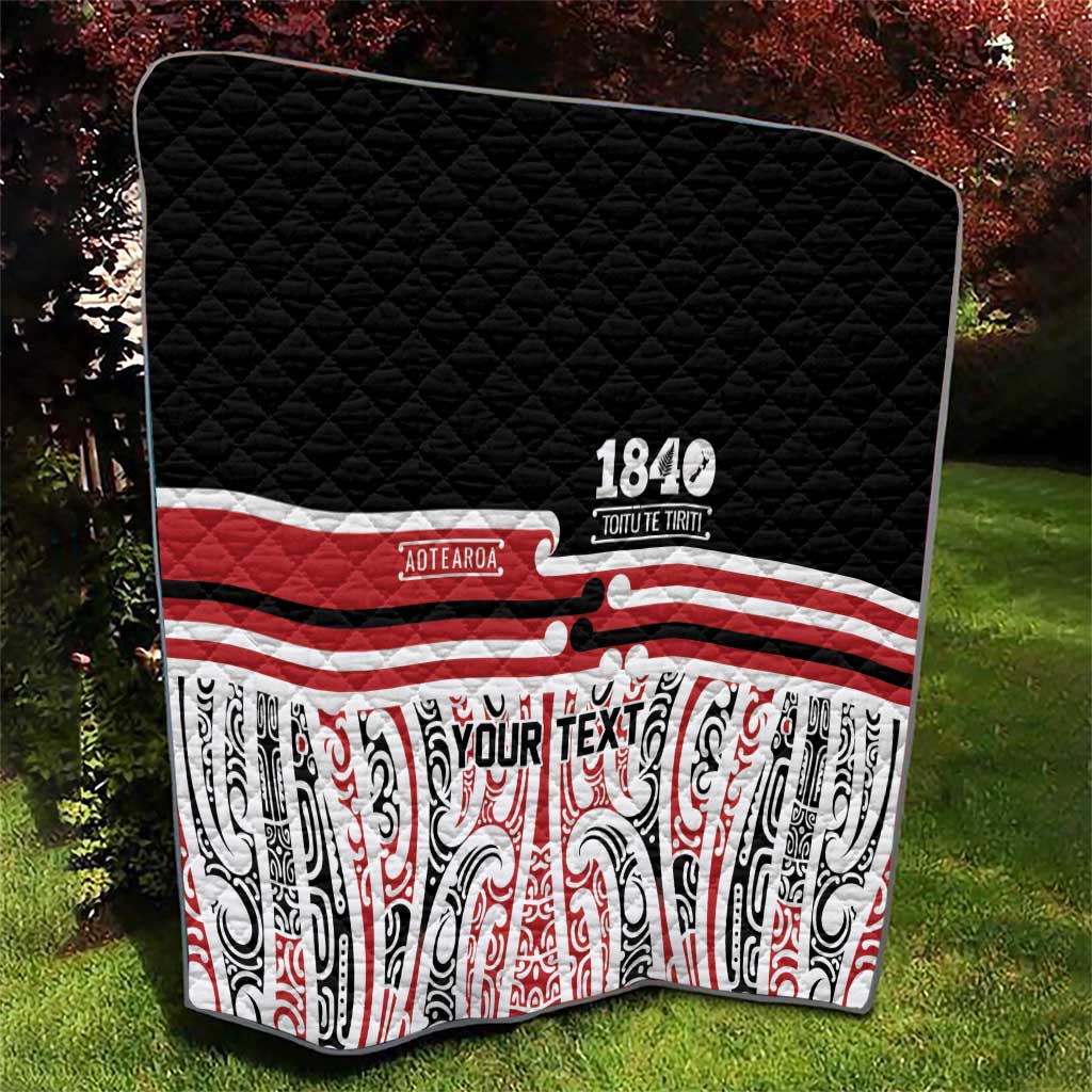 Personalised Toitu Te Tiriti Aotearoa 1840 Quilt Red Kowhaiwhai Puhoro - Polynesian Pride