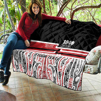Personalised Toitu Te Tiriti Aotearoa 1840 Quilt Red Kowhaiwhai Puhoro - Polynesian Pride
