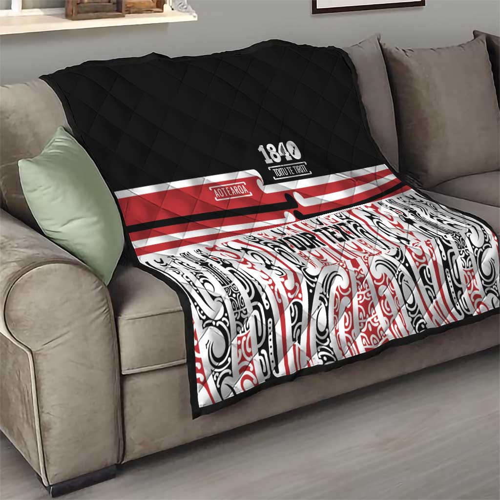 Personalised Toitu Te Tiriti Aotearoa 1840 Quilt Red Kowhaiwhai Puhoro - Polynesian Pride