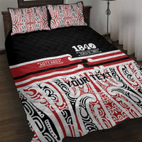 Personalised Toitu Te Tiriti Aotearoa 1840 Quilt Bed Set Red Kowhaiwhai Puhoro LT9 Black - Polynesian Pride