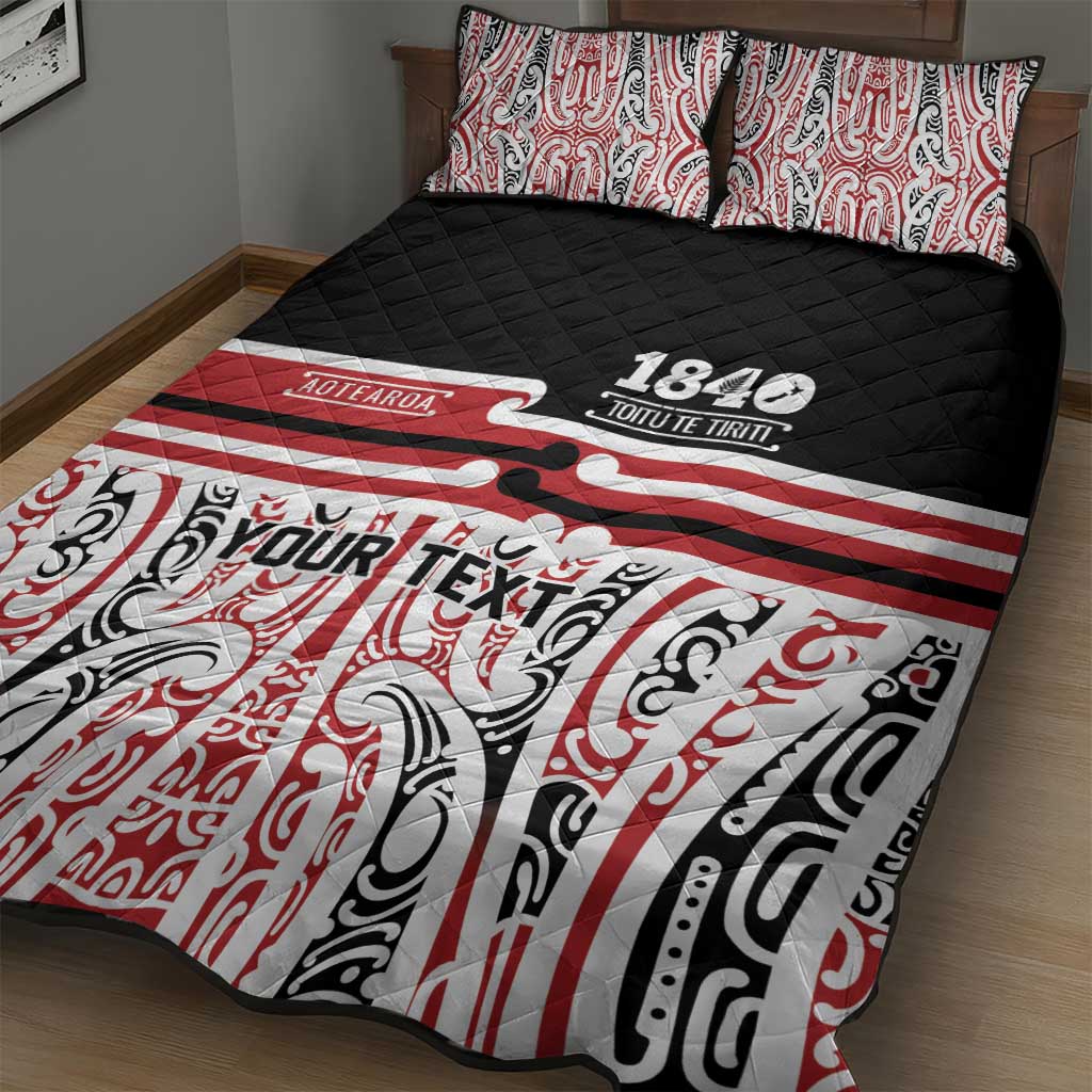 Personalised Toitu Te Tiriti Aotearoa 1840 Quilt Bed Set Red Kowhaiwhai Puhoro LT9 - Polynesian Pride