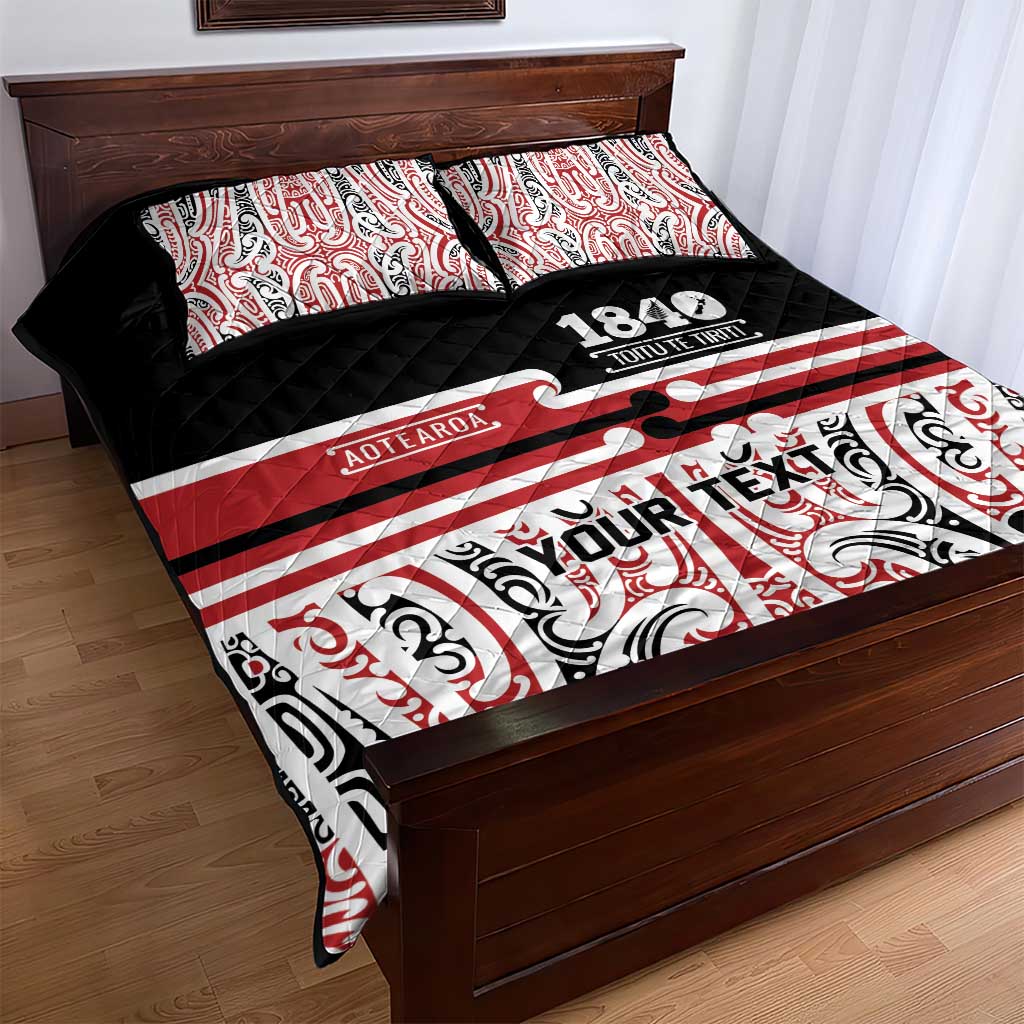 Personalised Toitu Te Tiriti Aotearoa 1840 Quilt Bed Set Red Kowhaiwhai Puhoro LT9 - Polynesian Pride