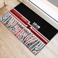 Personalised Toitu Te Tiriti Aotearoa 1840 Rubber Doormat Red Kowhaiwhai Puhoro LT9 - Polynesian Pride
