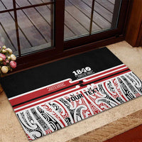 Personalised Toitu Te Tiriti Aotearoa 1840 Rubber Doormat Red Kowhaiwhai Puhoro LT9 - Polynesian Pride