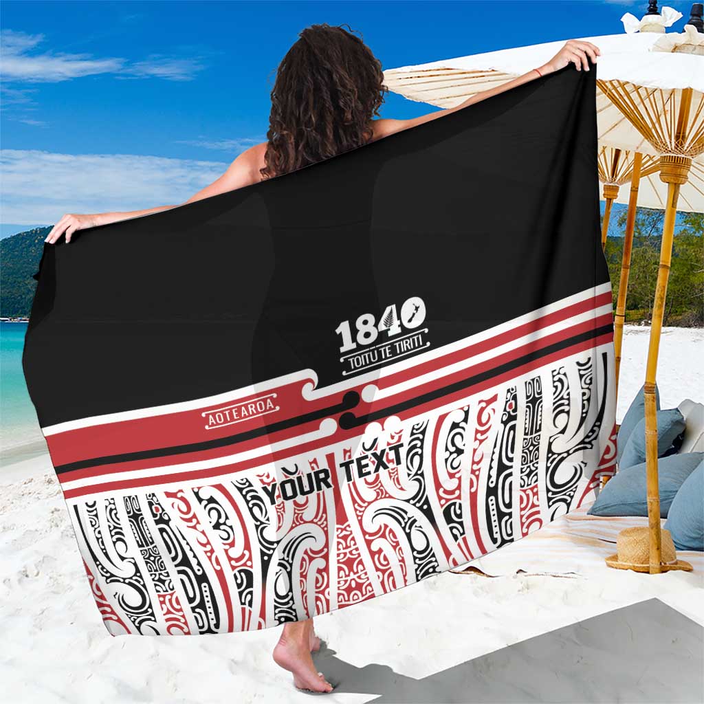 Personalised Toitu Te Tiriti Aotearoa 1840 Sarong Red Kowhaiwhai Puhoro - Polynesian Pride