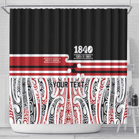 Personalised Toitu Te Tiriti Aotearoa 1840 Shower Curtain Red Kowhaiwhai Puhoro LT9 - Polynesian Pride