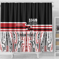 Personalised Toitu Te Tiriti Aotearoa 1840 Shower Curtain Red Kowhaiwhai Puhoro LT9 - Polynesian Pride