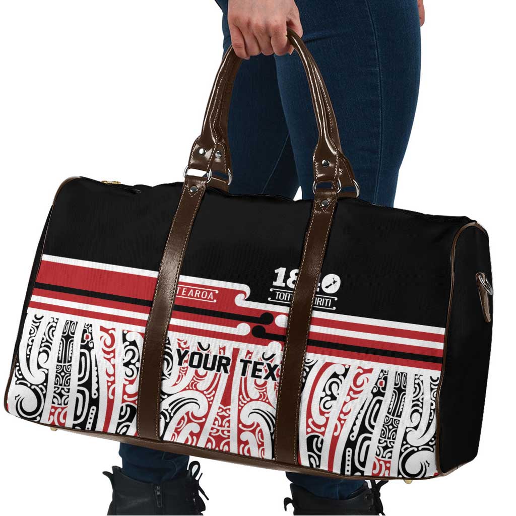 Personalised Toitu Te Tiriti Aotearoa 1840 Travel Bag Red Kowhaiwhai Puhoro - Polynesian Pride