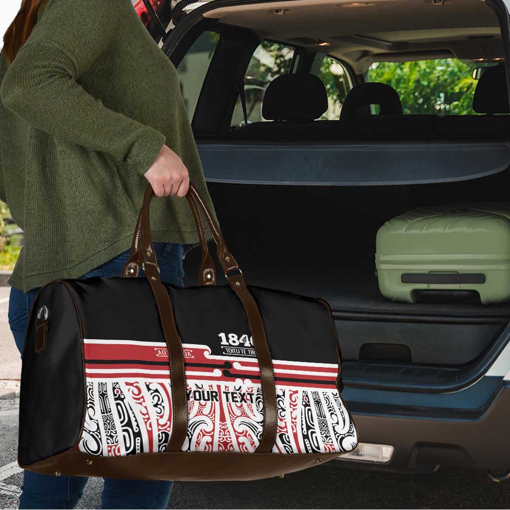 Personalised Toitu Te Tiriti Aotearoa 1840 Travel Bag Red Kowhaiwhai Puhoro - Polynesian Pride