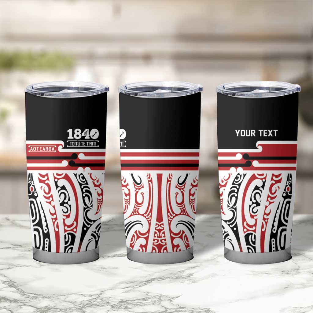 Personalised Toitu Te Tiriti Aotearoa 1840 Tumbler Cup Red Kowhaiwhai Puhoro - Polynesian Pride