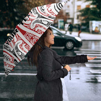 Personalised Toitu Te Tiriti Aotearoa 1840 Umbrella Red Kowhaiwhai Puhoro LT9 - Polynesian Pride
