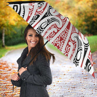 Personalised Toitu Te Tiriti Aotearoa 1840 Umbrella Red Kowhaiwhai Puhoro LT9 - Polynesian Pride