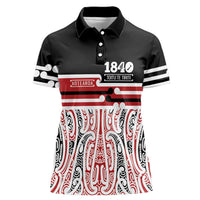 Personalised Toitu Te Tiriti Aotearoa 1840 Women Polo Shirt Red Kowhaiwhai Puhoro - Polynesian Pride
