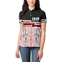 Personalised Toitu Te Tiriti Aotearoa 1840 Women Polo Shirt Red Kowhaiwhai Puhoro - Polynesian Pride