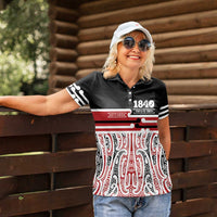 Personalised Toitu Te Tiriti Aotearoa 1840 Women Polo Shirt Red Kowhaiwhai Puhoro - Polynesian Pride