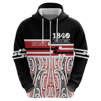 Personalised Toitu Te Tiriti Aotearoa 1840 Zip Hoodie Red Kowhaiwhai Puhoro LT9 - Polynesian Pride