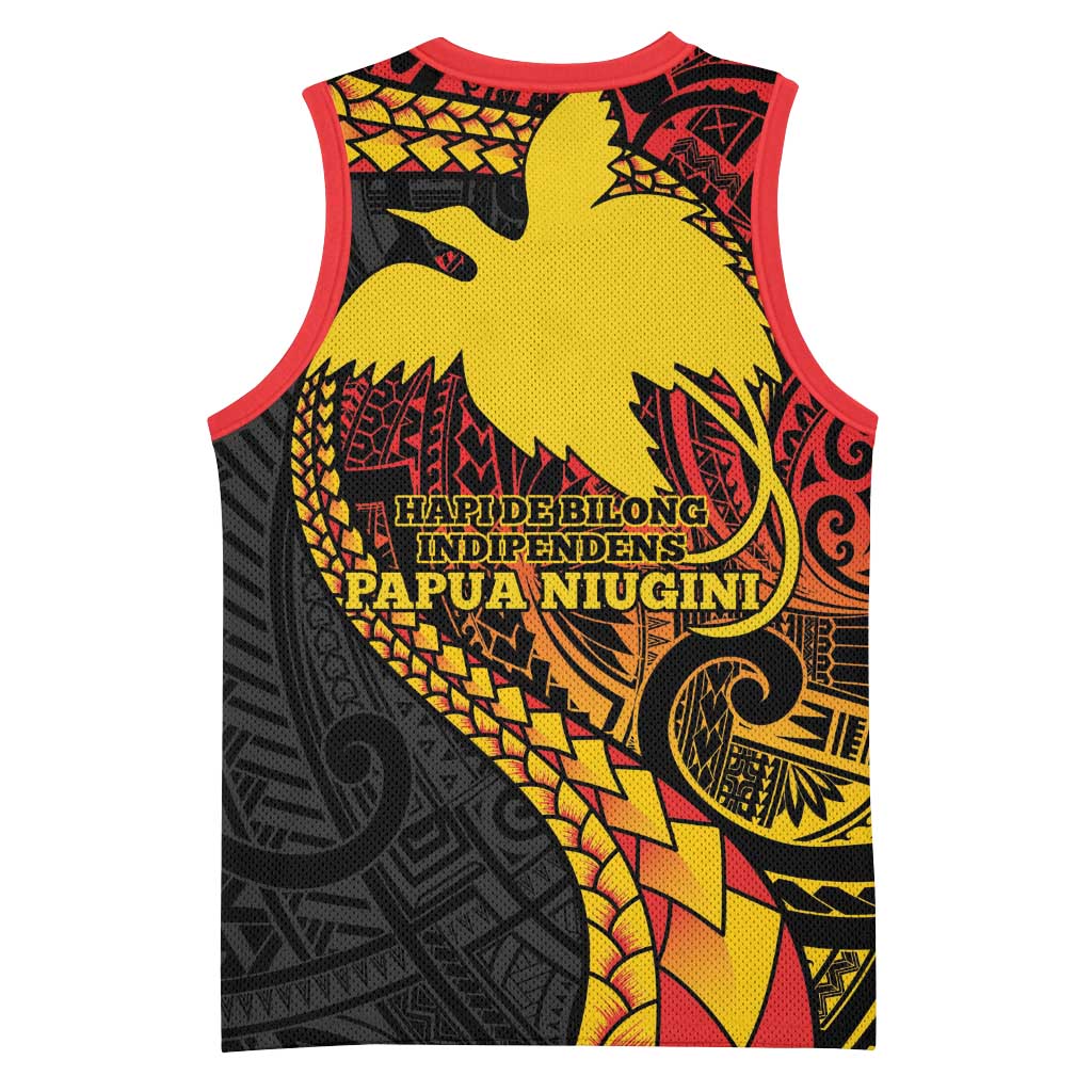 Papua New Guinea Tribal Tattoo Basketball Jersey 50th Independence Anniversary - Polynesian Pride
