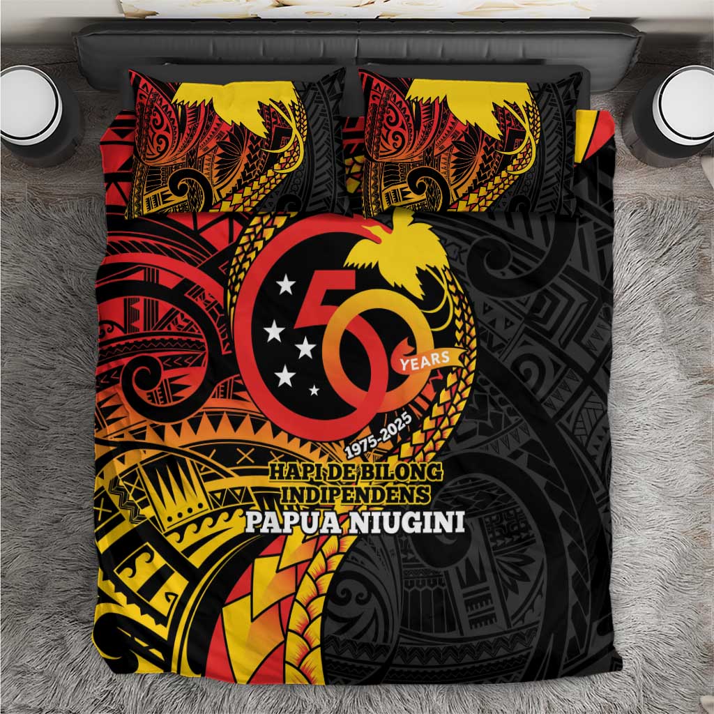 Papua New Guinea Tribal Tattoo Bedding Set 50th Independence Anniversary LT9 Black - Polynesian Pride